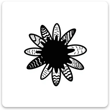 Interwoven lines forming a starburst with texture patterns – symbol of creative expression across mediums sticker