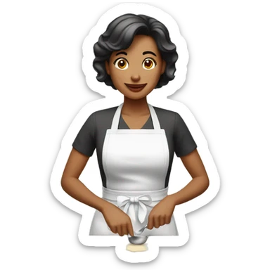 Housewife in apron setting table  sticker