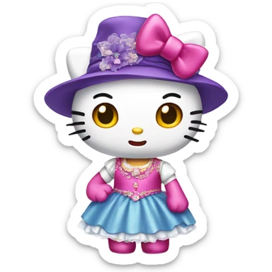 Hello kitty with a fancy dress sticker