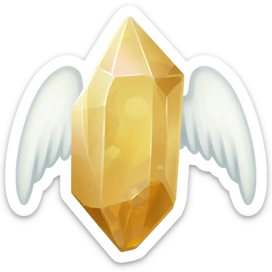 raw golden crystal with angel wing sticker