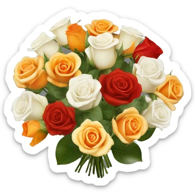 Red, orange, yellow, and white orang roses ￼bouquet ￼ sticker