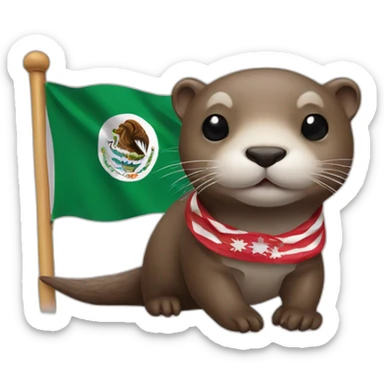 otter with a bandana of the flag of Mexico sticker