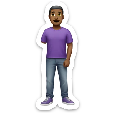 Standing man emoji but he’s wearing a purple shirt and some sneakers sticker