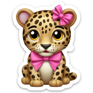 show leopard with pink bow sticker