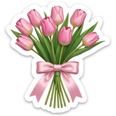 light pink tulip bouquet with light pink bow sticker