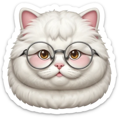 A fat and cute cat with glasses on sticker