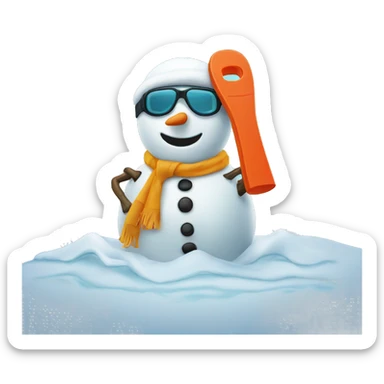 A snowman snorkelling  sticker