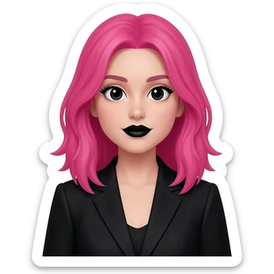 Girl pink hair and black eyes and black lips and black suit sticker