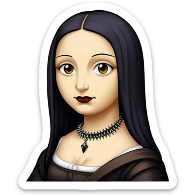 Goth mona lisa with spike choker  sticker