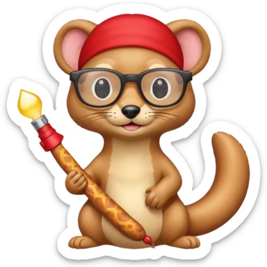 Weasel with glasses and wiener in his hand sticker