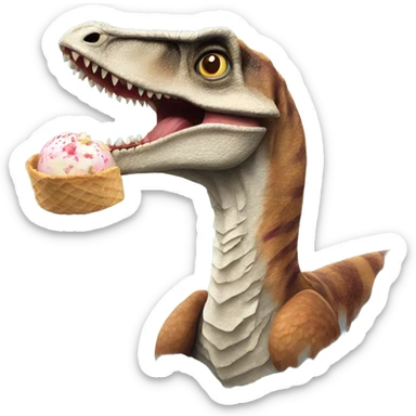 Velociraptor eating icecream sticker
