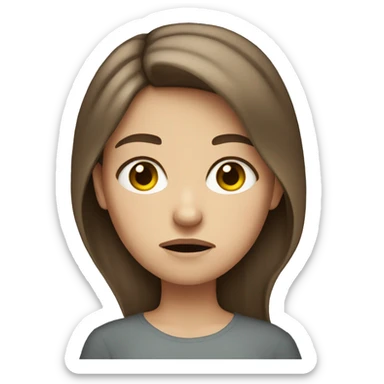 Brown haired white girl frowning sticker