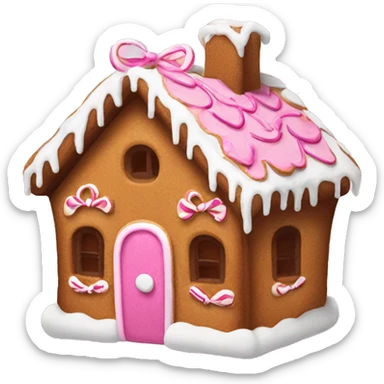 Gingerbread house with a pink bow  sticker