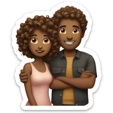 Curly girl with man love  sticker