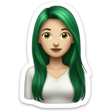 fille au yeux vert cheuveux long chatain foncé sticker