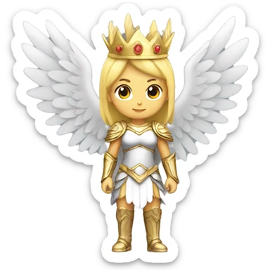 Blond Valkyrie full body with crown with wings sticker