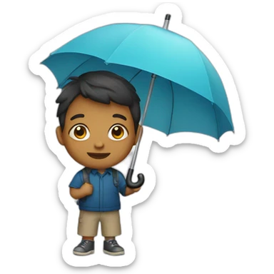 A boy with an umbrella sticker