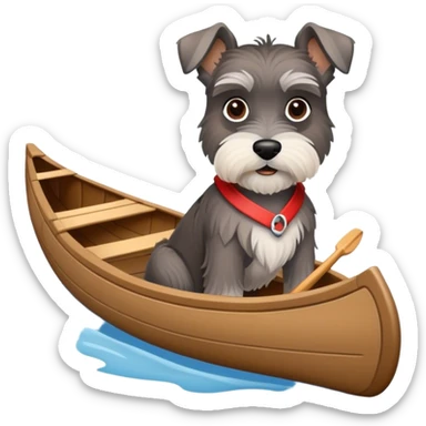 Schnauzer in canoe without paddles  sticker