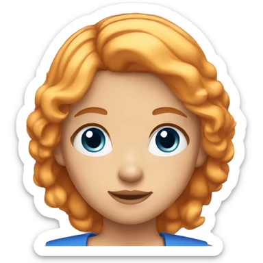 Girl with red blonde hair and blue eyes shoulder shrug sticker