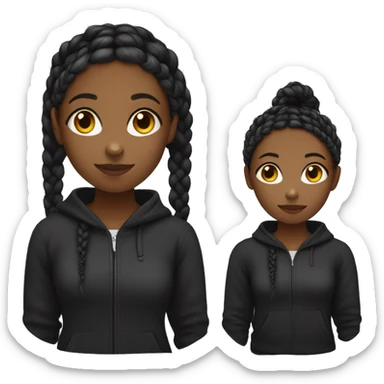 Black girl with braids wear a black hoodie  sticker
