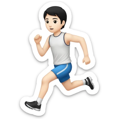 person-running-white-not black-black hair-outline sticker