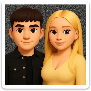 Slightly increase the volume of the upper body of the girl, slightly turn her to face forward, and make the skin color uniform. The original style is 3D emoji, which does not support editing, so please keep the 3D emoji style look while making these changes. sticker