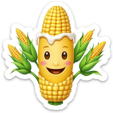 Happy corn with white paint  sticker