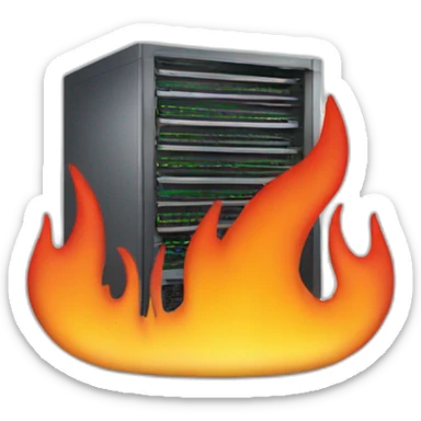 computer server with flames coming out sticker
