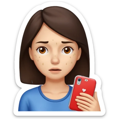 brunette woman with lots of acne sticker