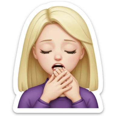 Girl closing her eyes and mouth while choking herself  sticker