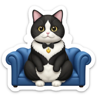 fat tuxedo cat sitting on a couch sticker