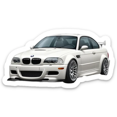 bmw m3 e46  drifting, smoke is coming from the rear, and it's visible from behind. sticker
