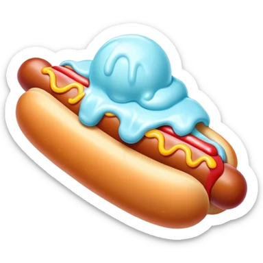 Melting neon ice cream hot dog  sticker