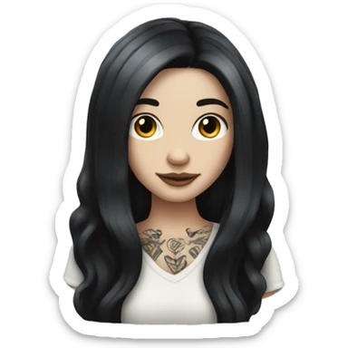 Pale girl with long black hair tattoos sticker