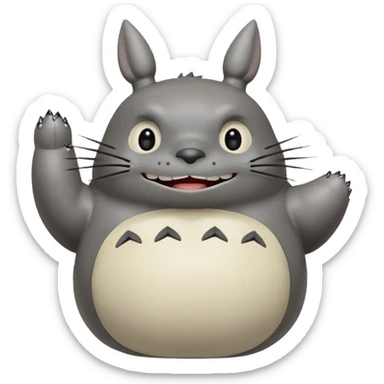 Totoro tierno que se parezca al real sonriendo tierno con uñas  sticker
