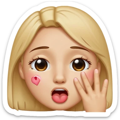 Crying kissy face with a peace sign sticker