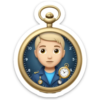 future Explorer with futuristic pocket watch sticker