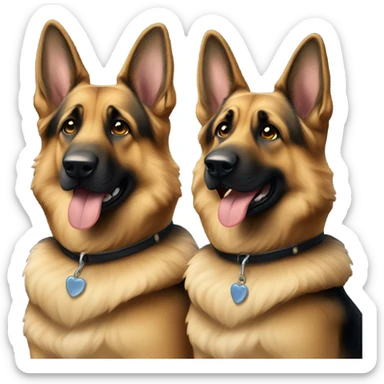 two german shepherds sitting next to each other sticker