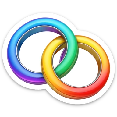two rainbow rings entwined sticker