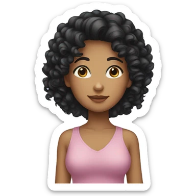 girl with curly black hair sticker