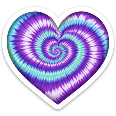 purple heart with a tie-dye pattern sticker