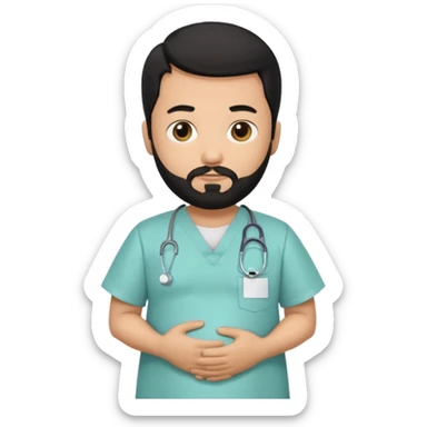 pregnant man with beard black hair and beard sticker