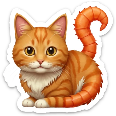 Cat with shrimp tail sticker