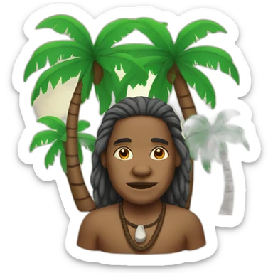Aborigine with palm trees in background sticker