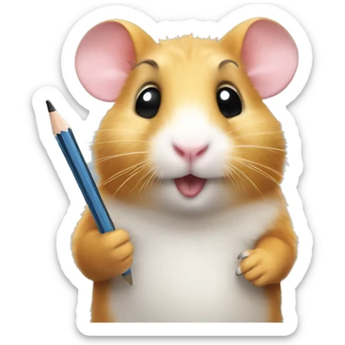 hamster holding a pencil sticker