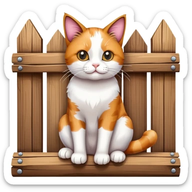 The cat is sitting on the fence. sticker