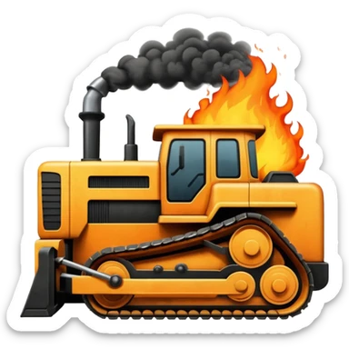 bulldozer on fire sticker