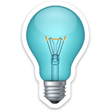 Light bulb icon, flat emoji style, outline with blue and turquoise colors sticker