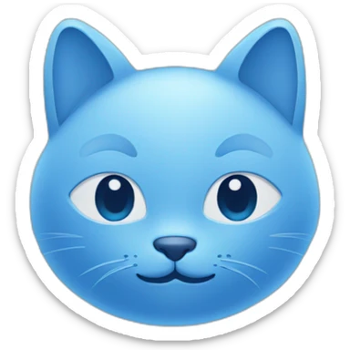 Blue simplistic sketch of a cute cat face sticker
