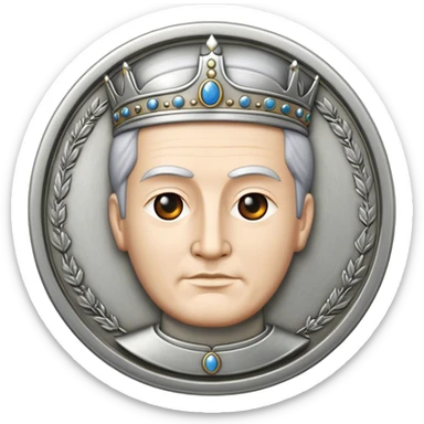 old silver coin with emperor sticker